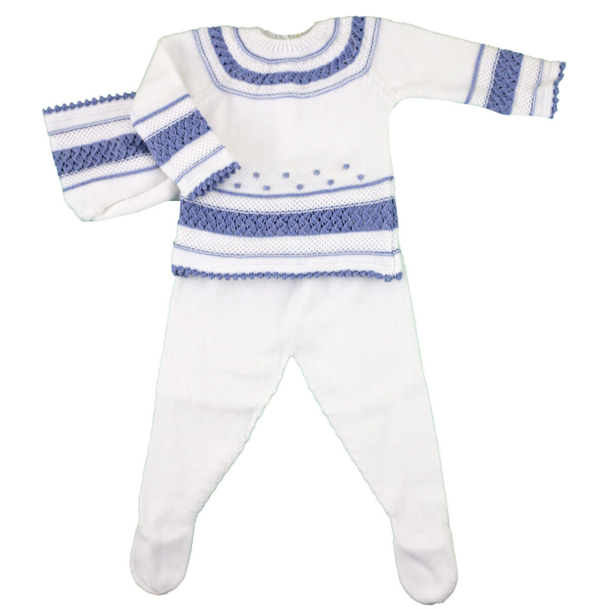 Boys White & Blue Spanish Knit Set