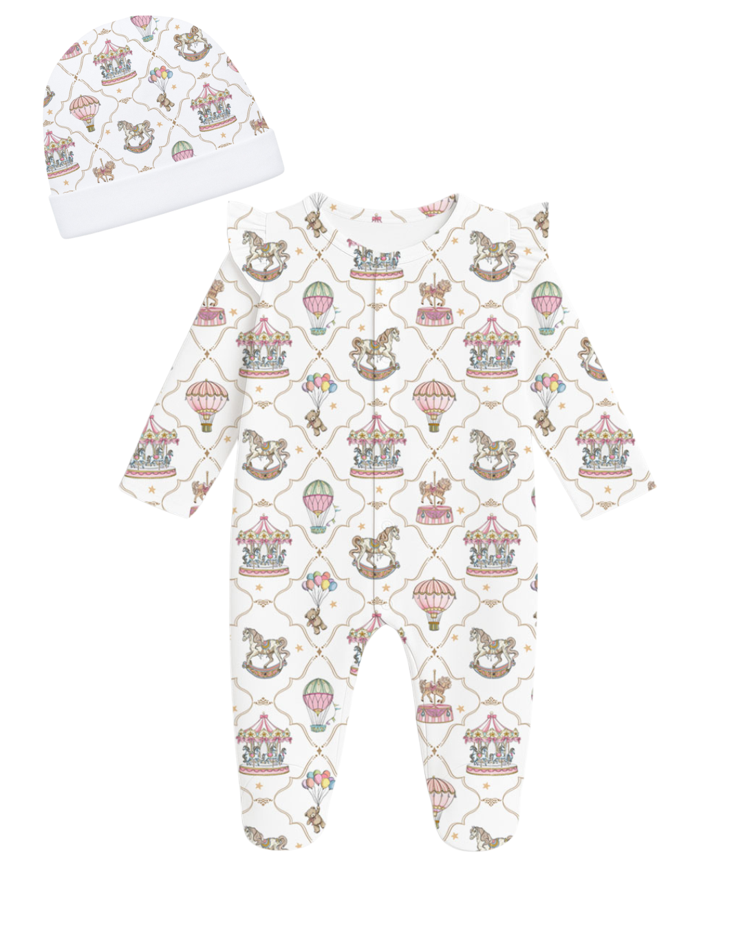 Coquette Ruffled Footies in Pink