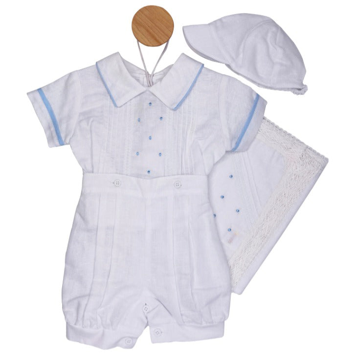 Boys blue dot linen set