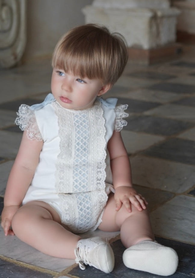 Ivory 2-Piece Set with Blue Details