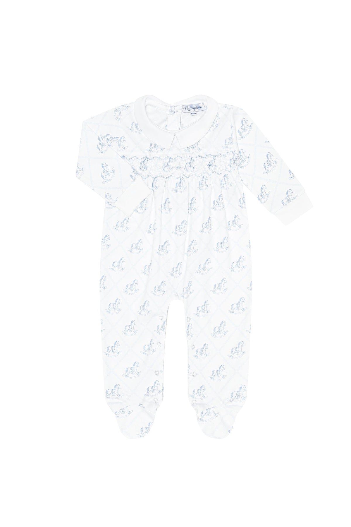 Blue Rocking Horse Smocked Footie
