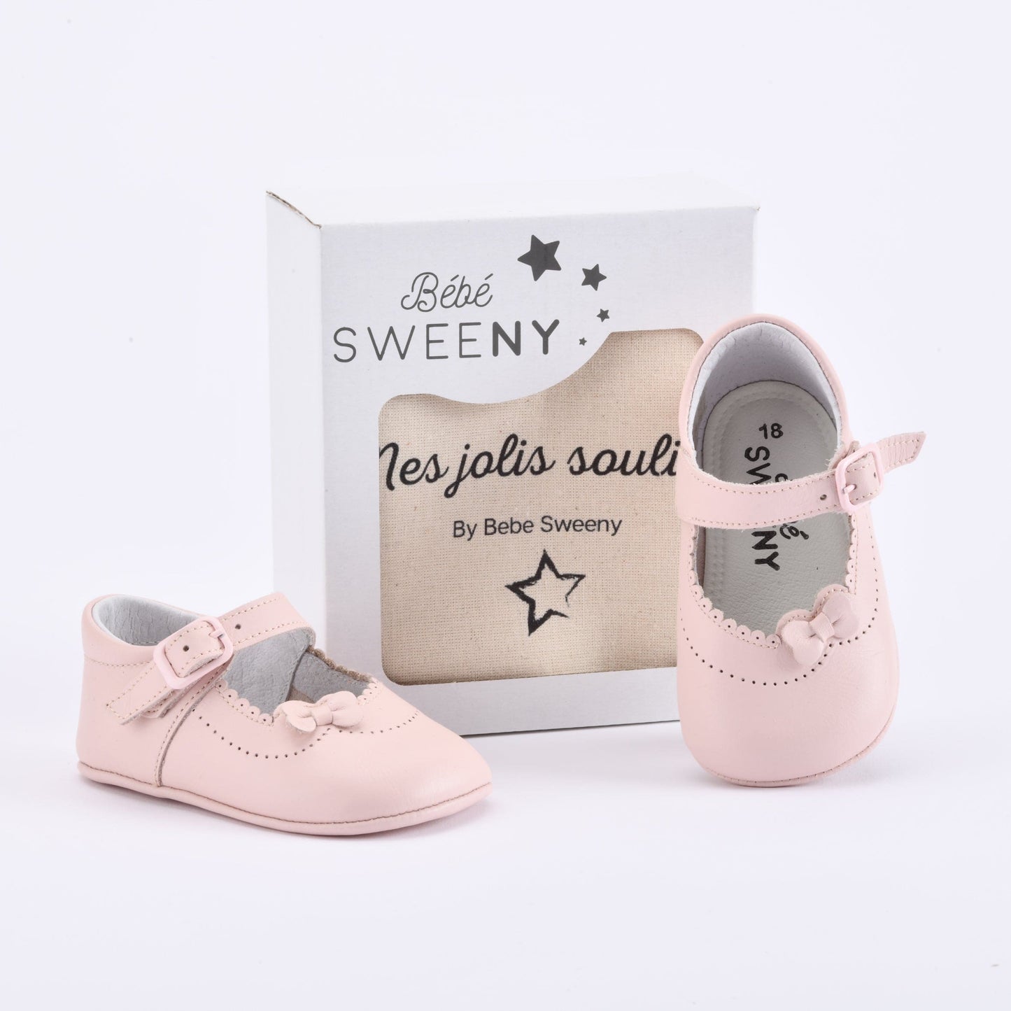 Baby Girls Pink Leather Pre-Walker Shoes with Bow