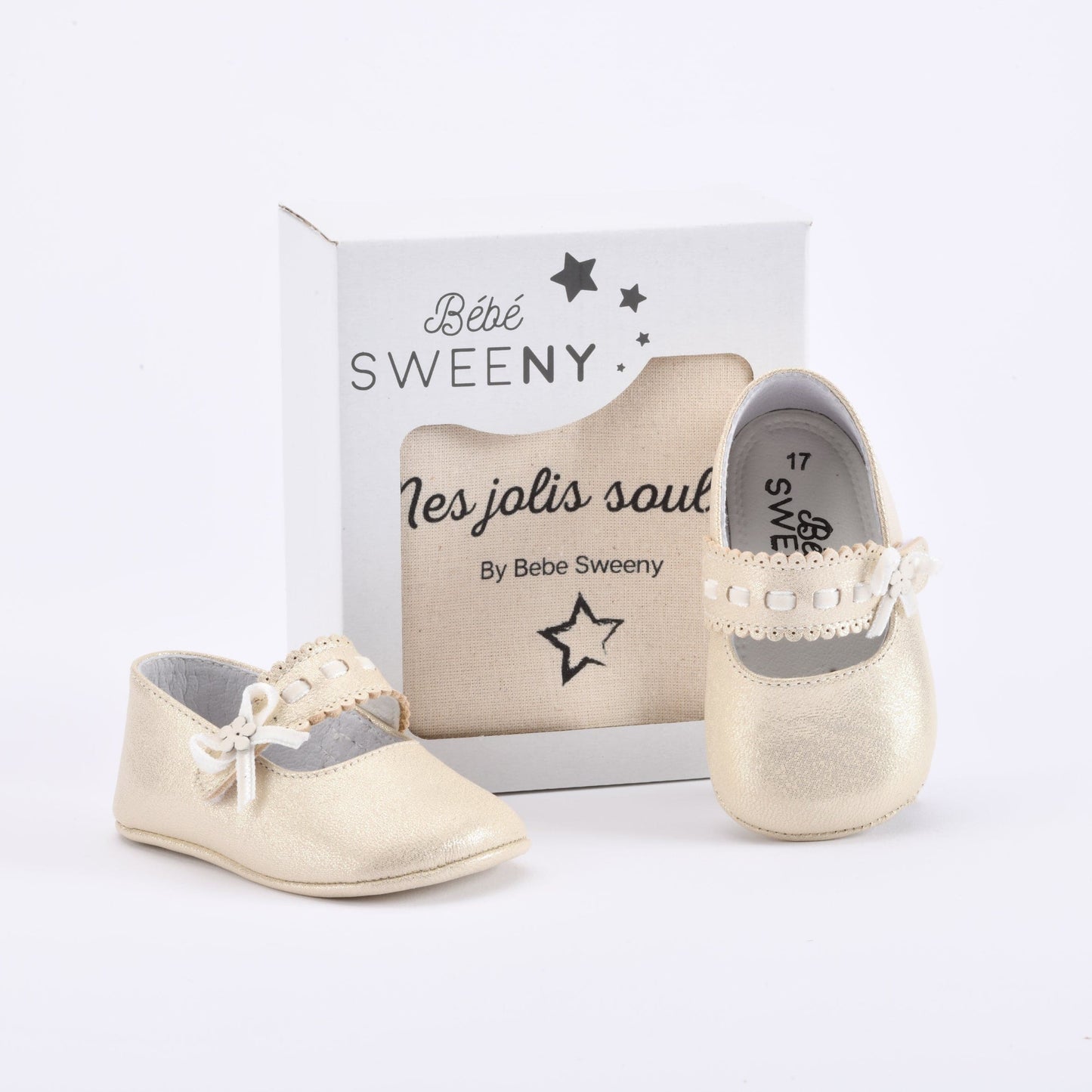 Baby Girls Gold Leather Pre-Walker Shoes I Scalloped Edge