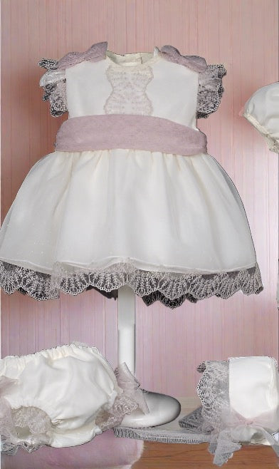 Ivory Dress with Dusty Rose Detail