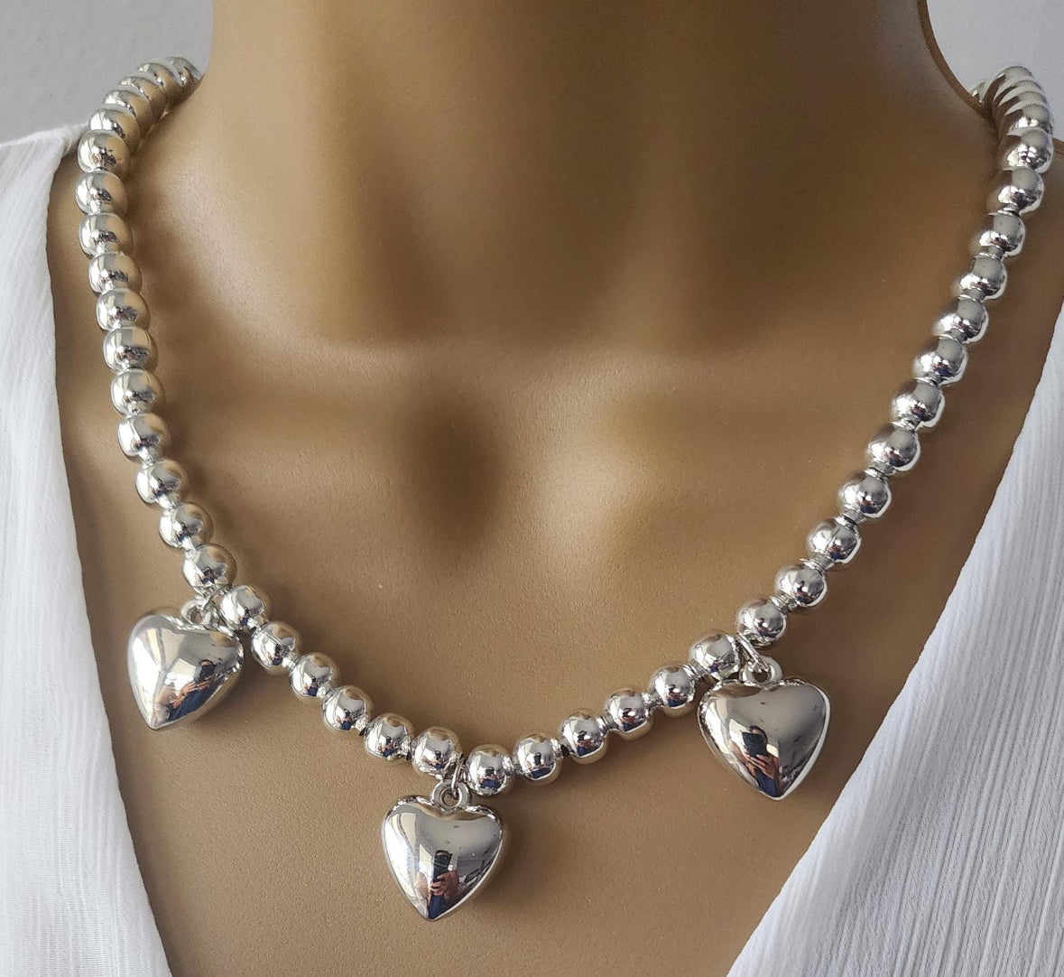 Silver Beads with Puffed đź’•