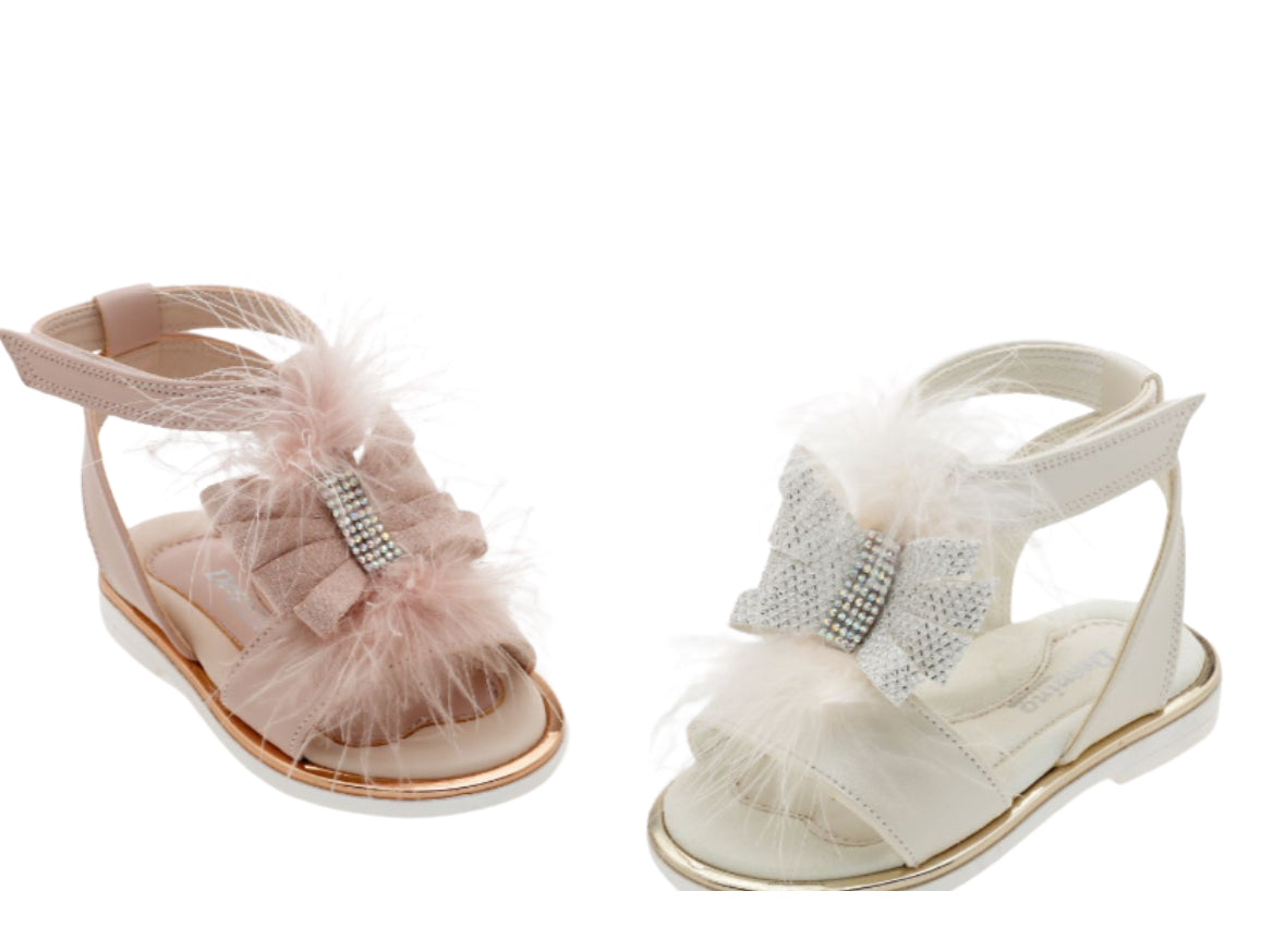 Sandals with Feathers and Bow