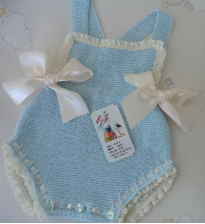Spanish Knit Romper Blue