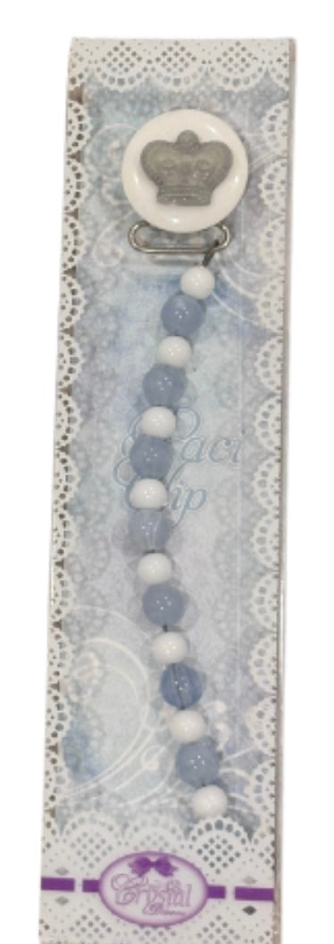 Royal Crown Pacifier Clip Blue