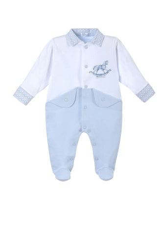 “Nico” White & Blue Babygrow