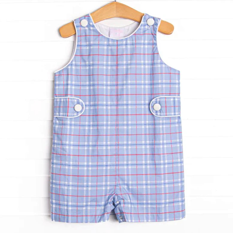 Baby Boys Blue Plaid Romper