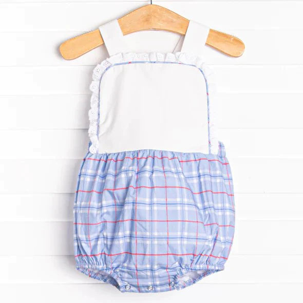 Baby Girls Blue Plaid Bubble