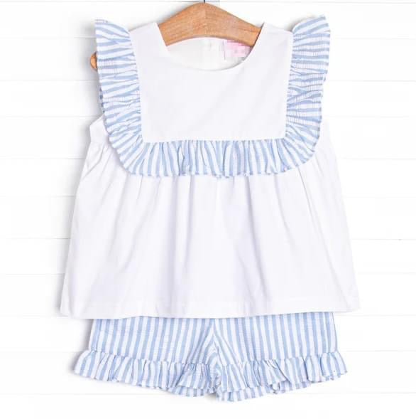 Girls Striped Short Set