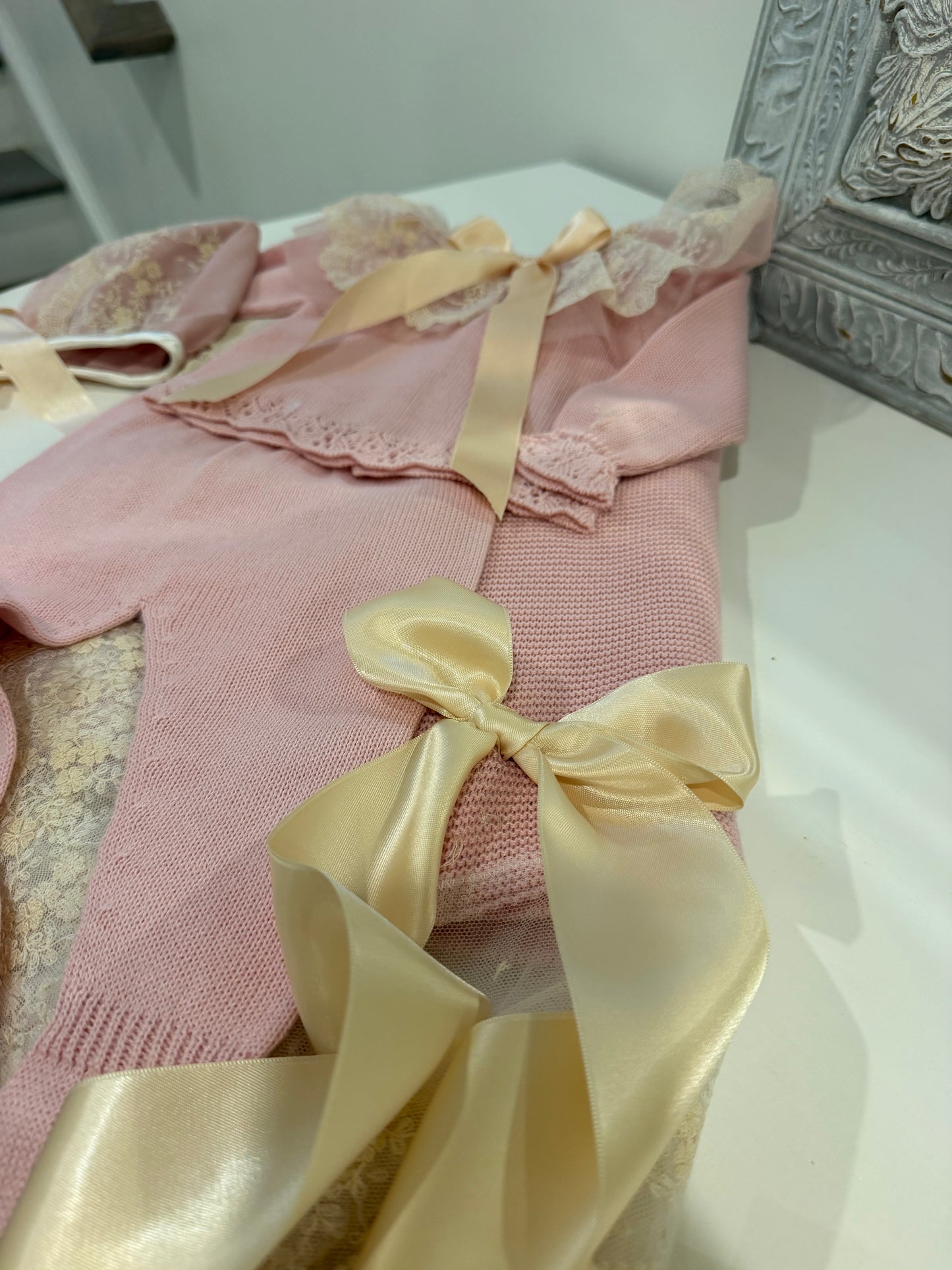Dusty Rose Lace Ruffled Spanish Knit Set