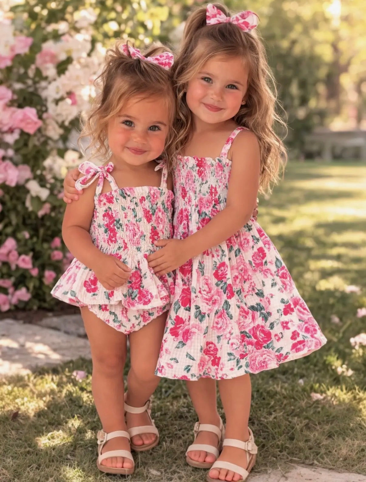 Muslin Smocked Ruffle Top & Bloomer, Pink Splendor