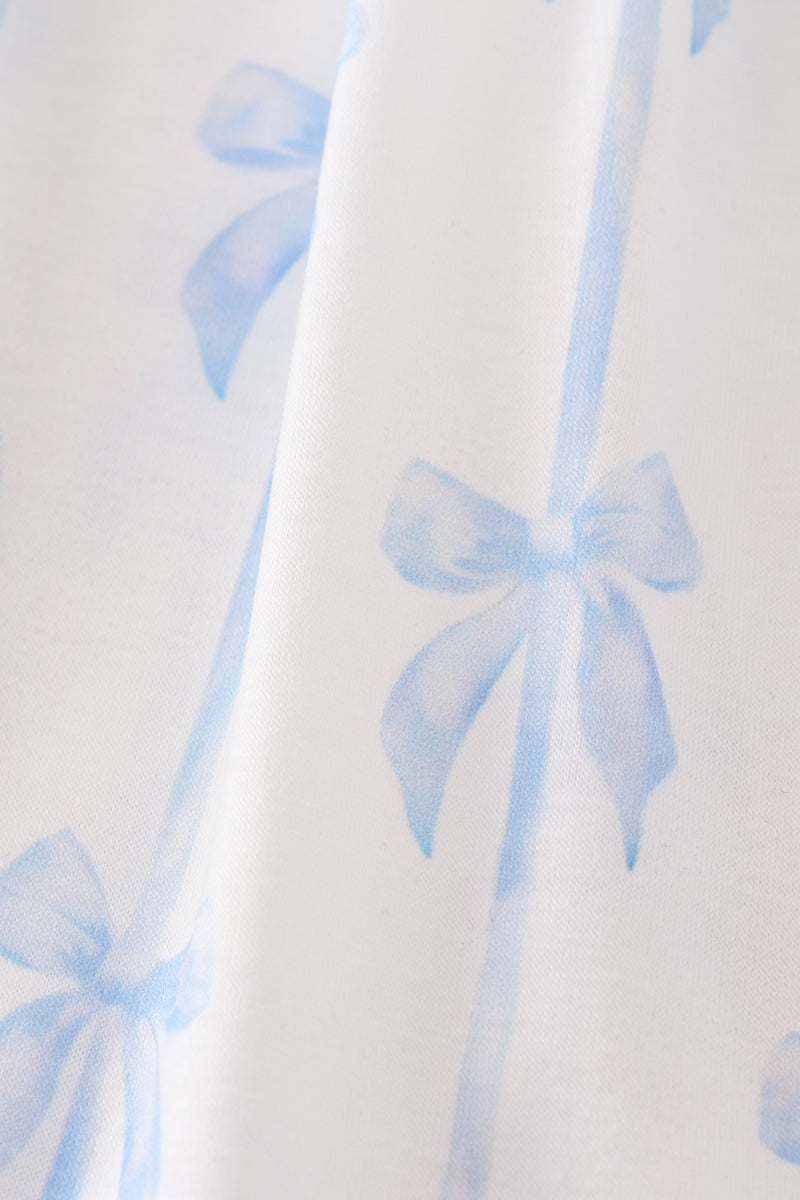 Blue Bow Ruffled Short Set