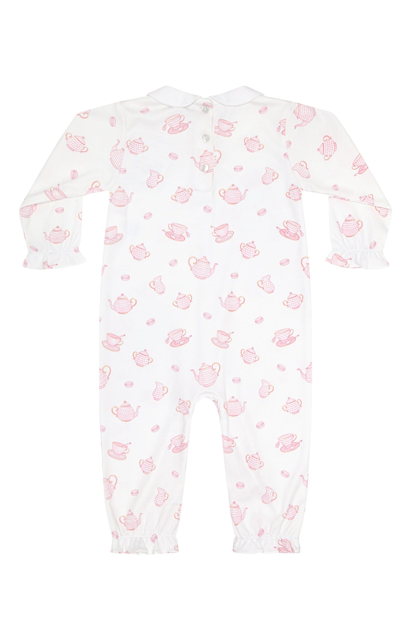 Petite Tea Time Print Romper long sleeve