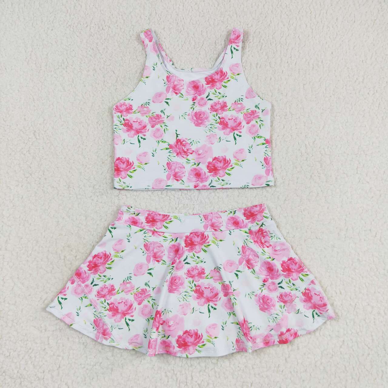 Active Skort Set - Pink Roses
