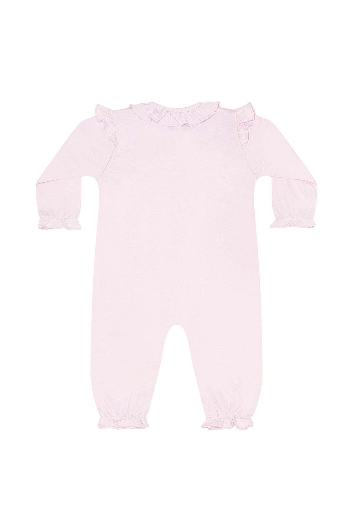 Pink Pumpkin Patch Embroidered Romper LS