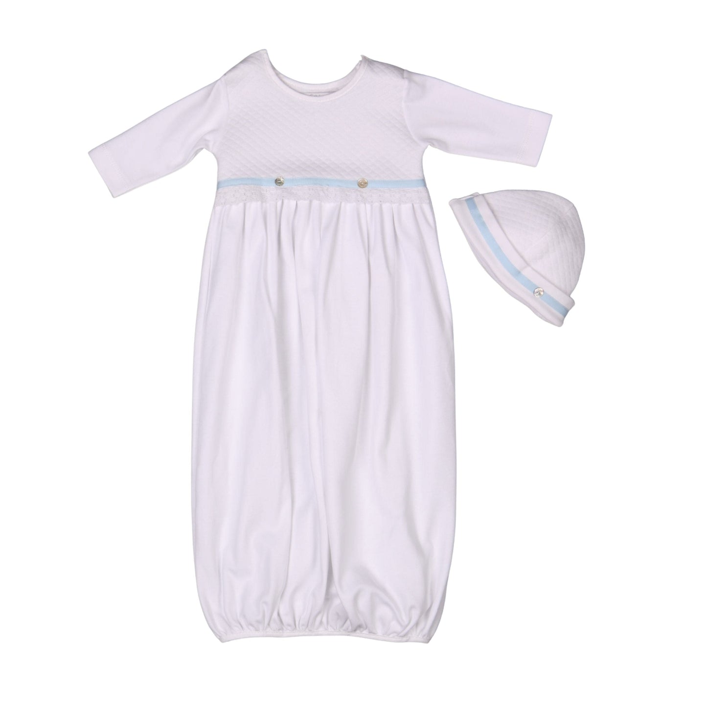 ANDREA | Boys White & Blue Quilted Cotton Gown Set (2)