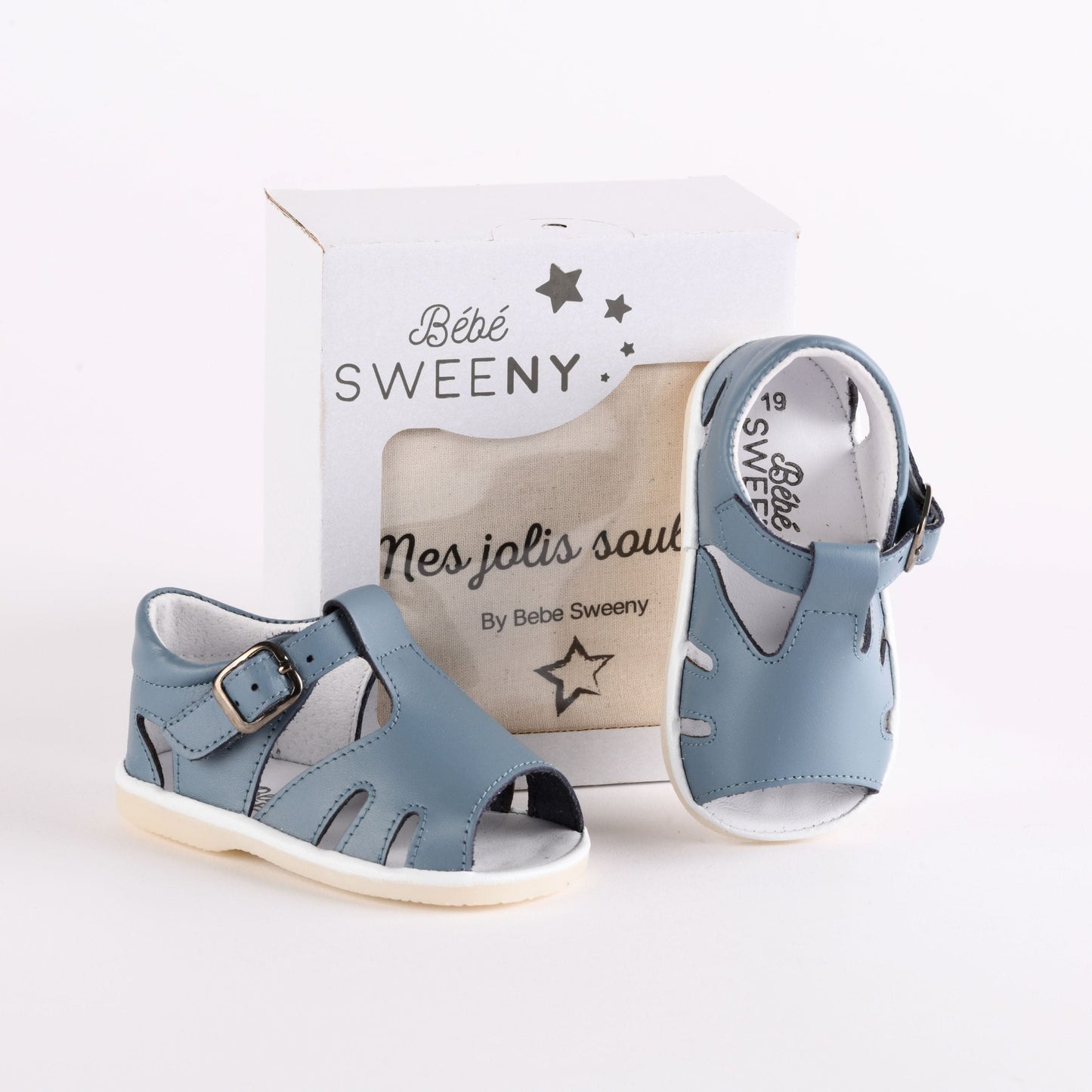 Blue Leather T-Bar Pre-Walker Sandals