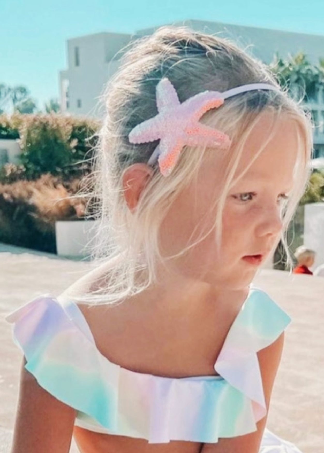 Sequin Star Fish Headband White