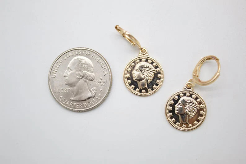 14KT Gold Filled Dangle Coin Earrings
