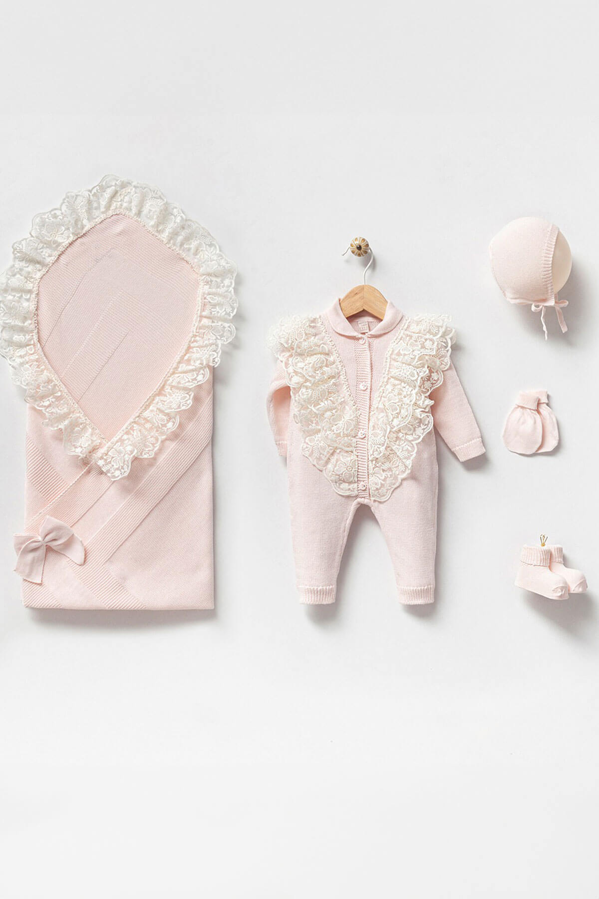 Eva Pink Newborn Knitwear Coming Home Set (5 pcs)