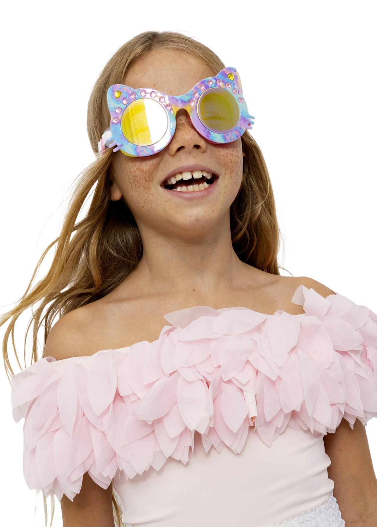 Pink Petal White Swimsuit