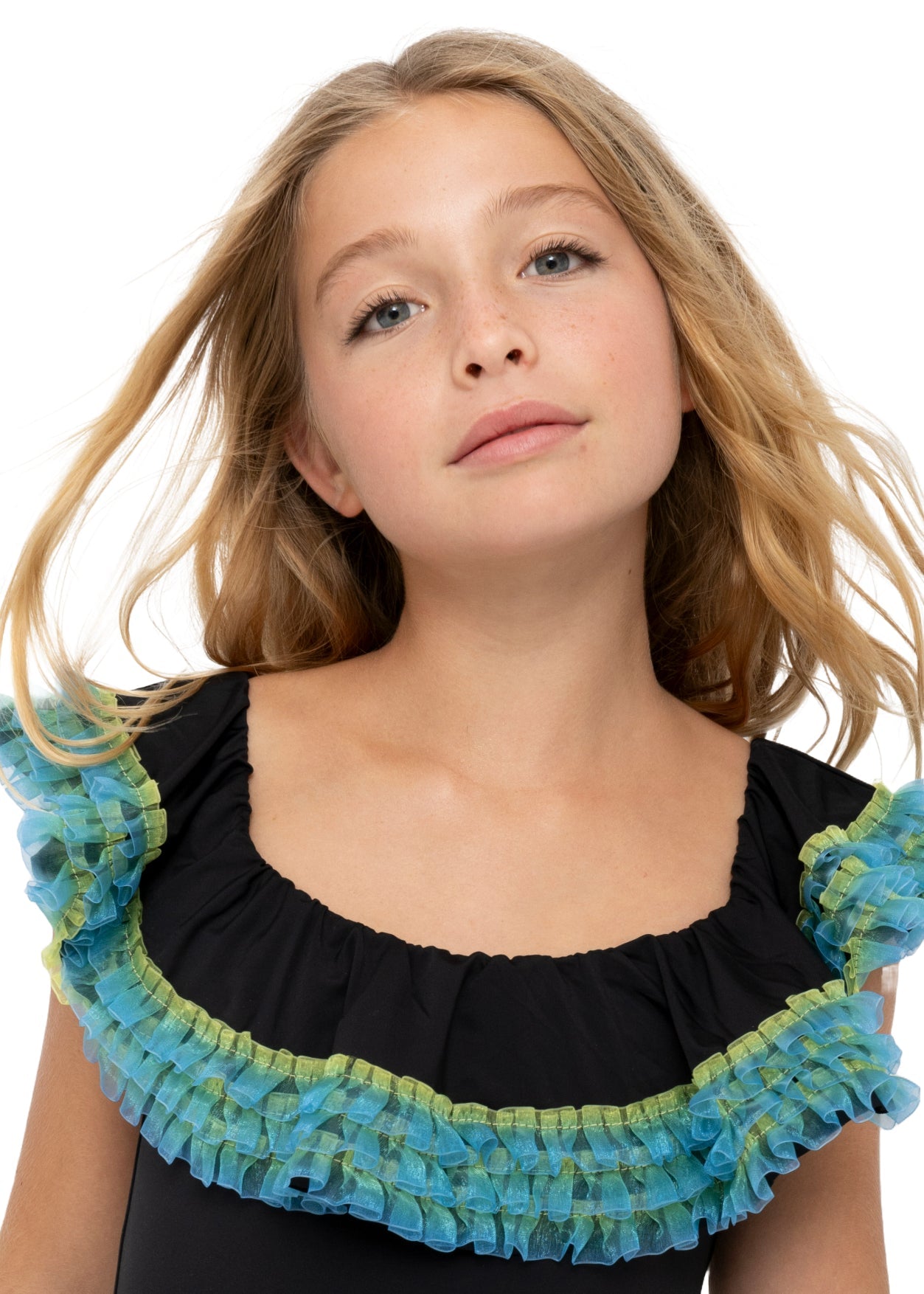 Black Swimsuit with Anemone Fringe