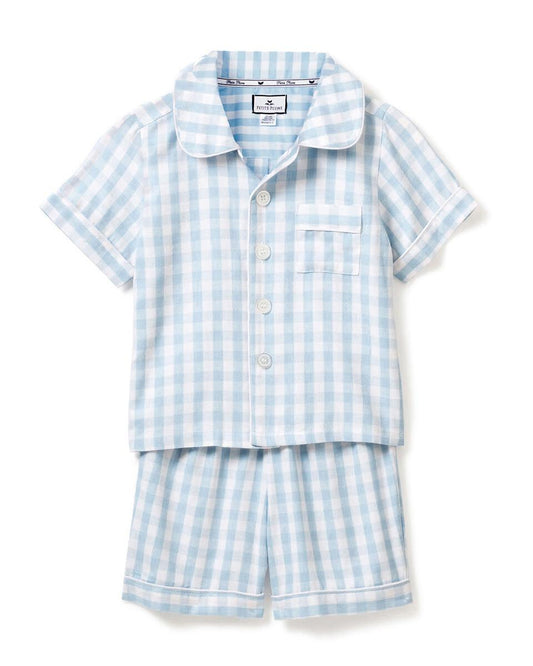 Light Blue Gingham Shorts Set