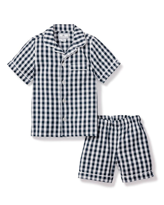 Navy Gingham Shorts Set