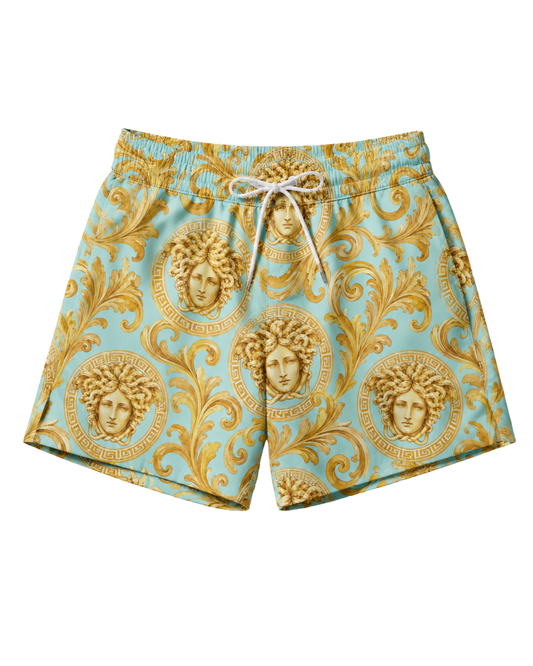 Kids Baroque Swim Trunks Aqua