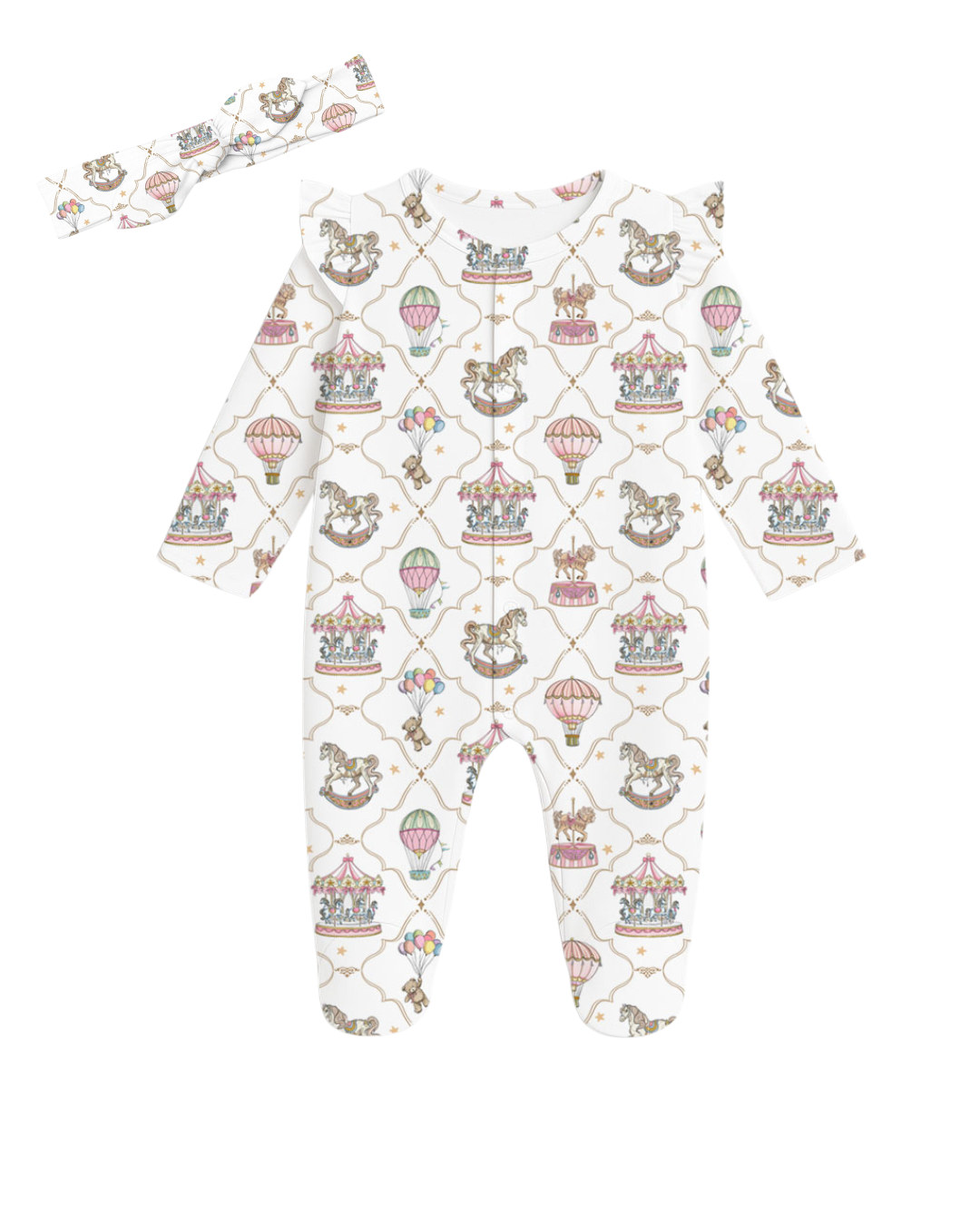 Coquette Ruffled Footies in Pink