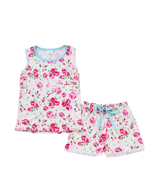 Floral Print Lace shorts set