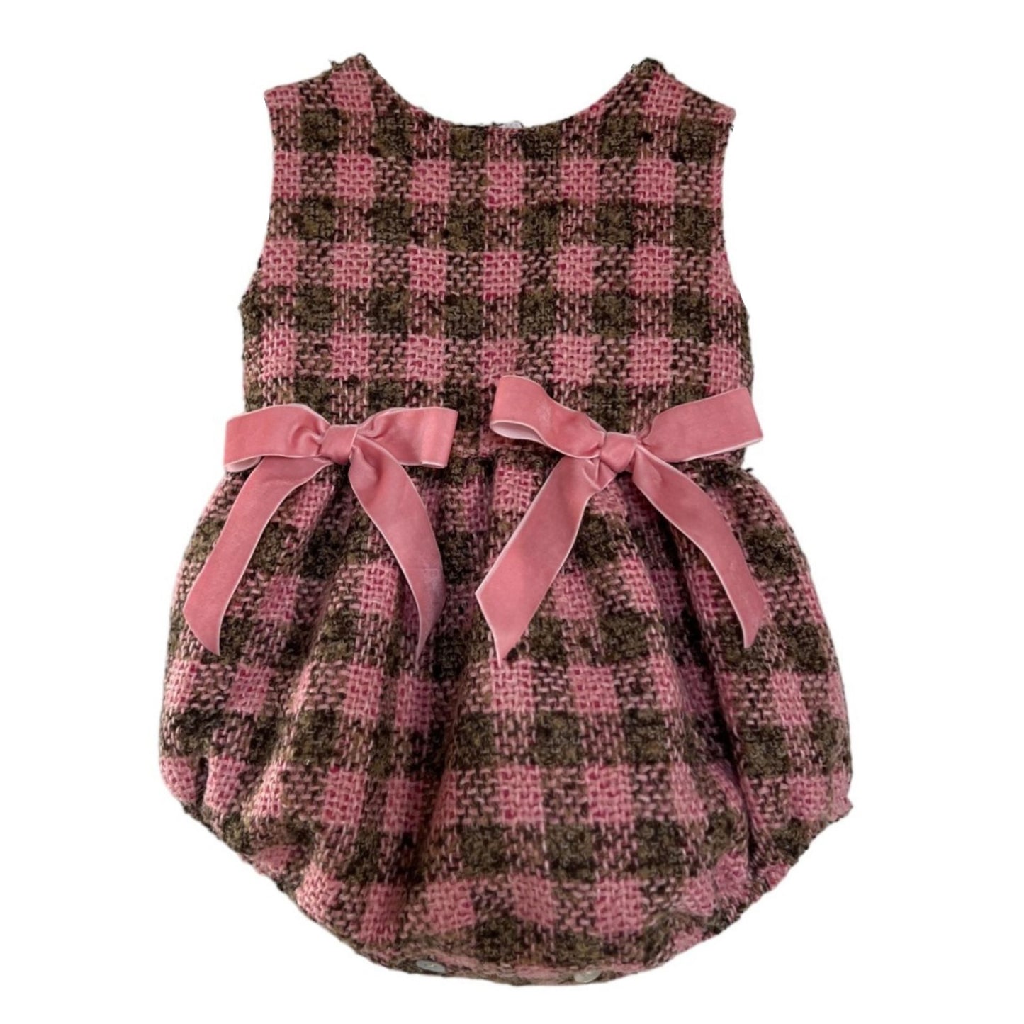 Pink and Brown Tweed Romper