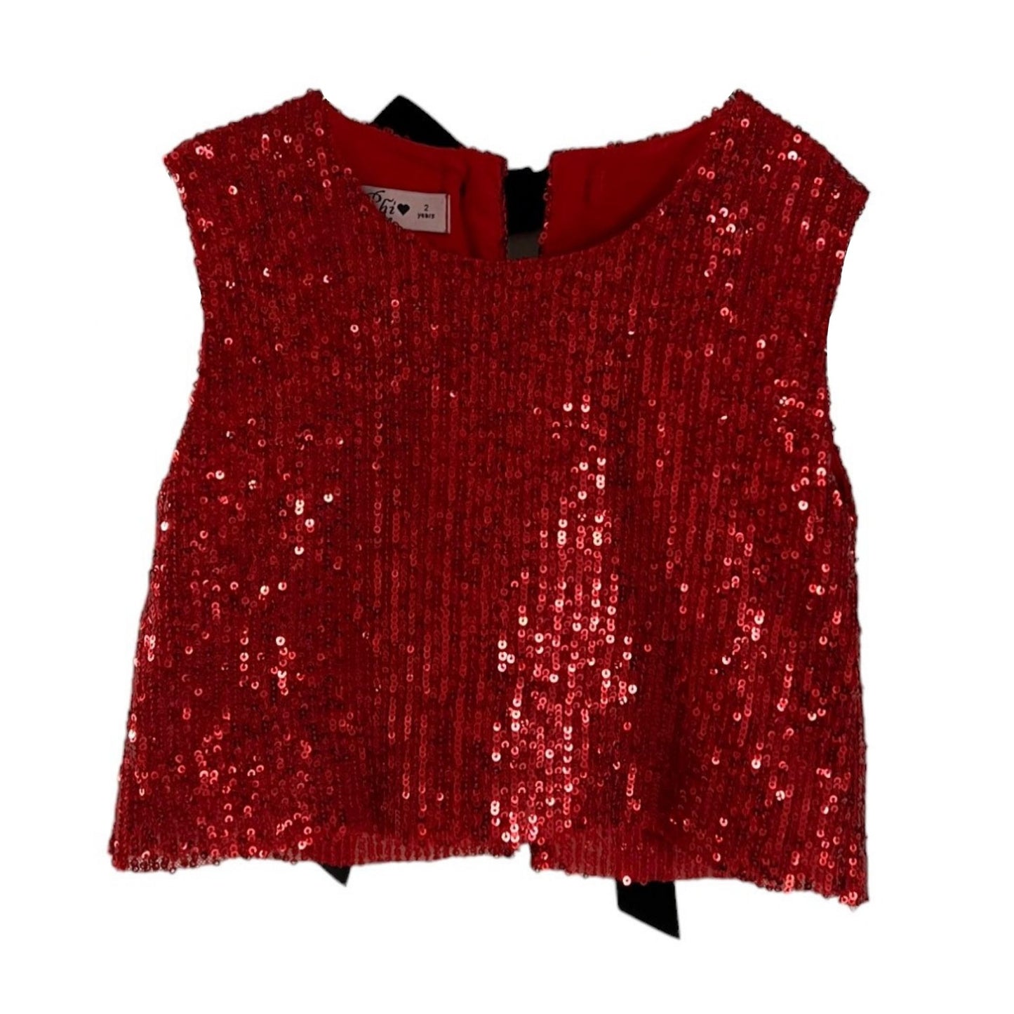 Red Sequin Bow Blouse