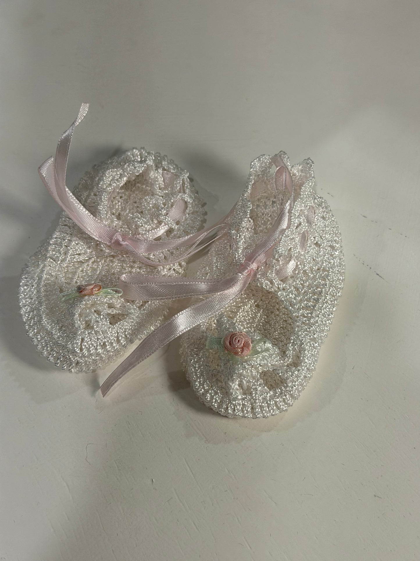 Rosebud Heirloom Knit Baby Shoes