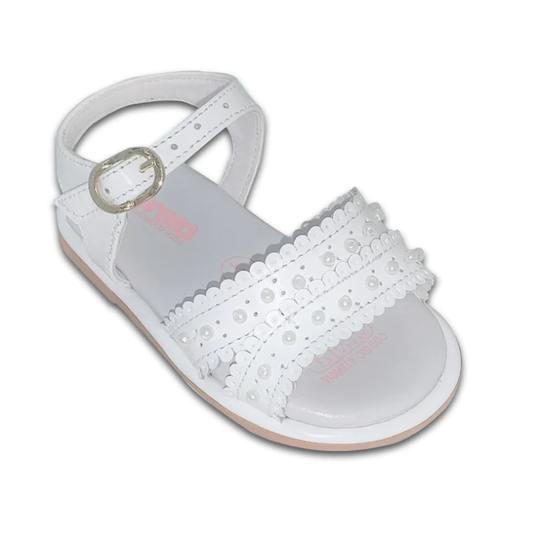 Leather Sandals with Pearl Strap