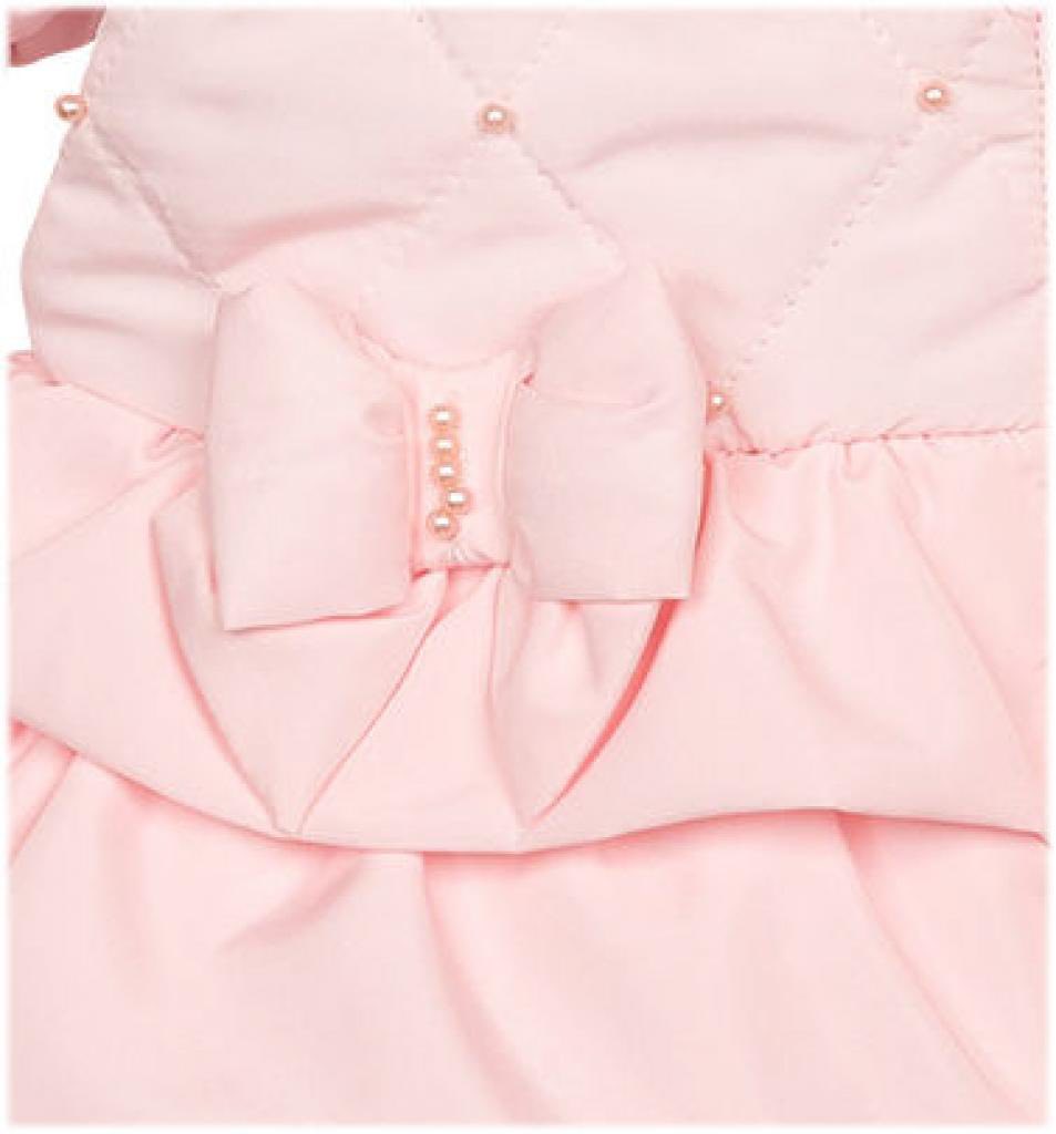 Girls Pink Puffer Coat with Pearls