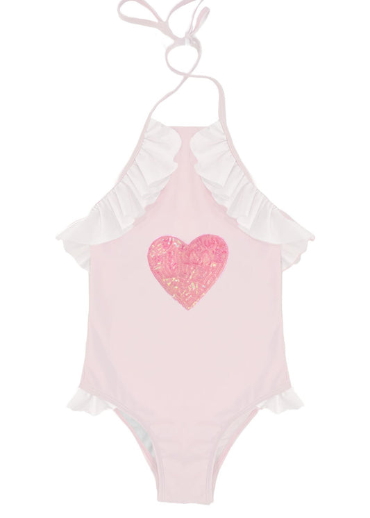 Pink Onepiece with Sequin Heart