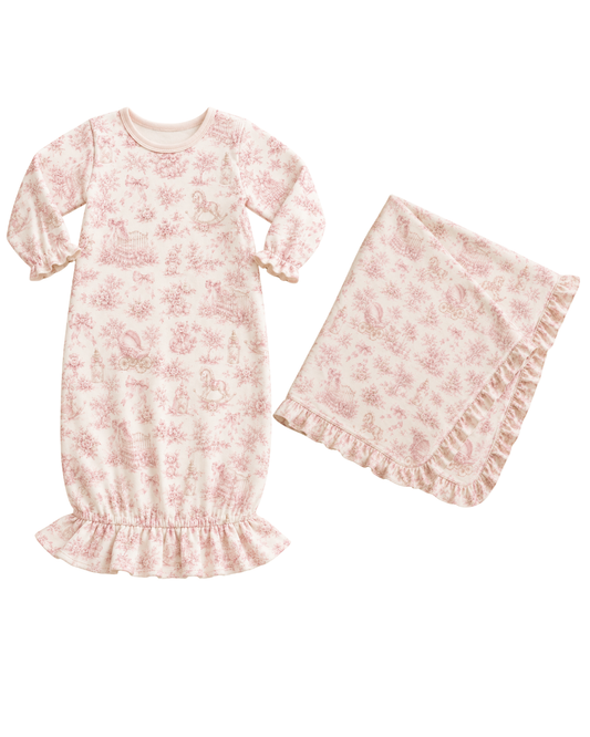 Toile Nursery Infant Gown