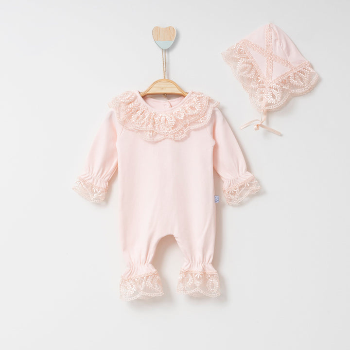 Baby Girls Romper with matching Bonnet