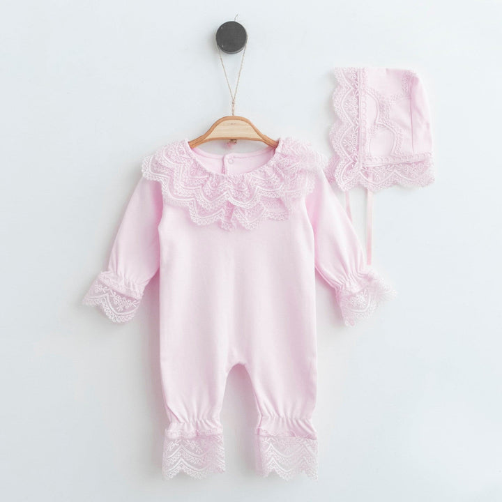 Baby Girls Romper with matching Bonnet