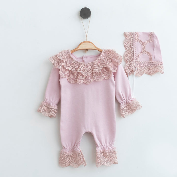 Baby Girls Romper with matching Bonnet