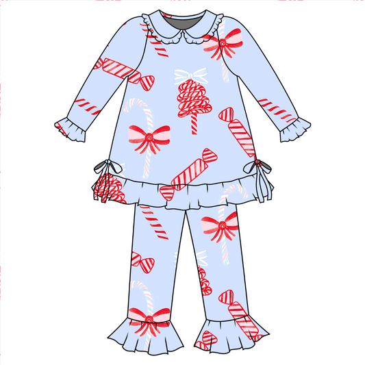 𝓛𝓲𝓽𝓽𝓵𝓮 𝓐𝓷𝓰𝓮𝓵𝓼 CandyCaneLane Blue PJ's