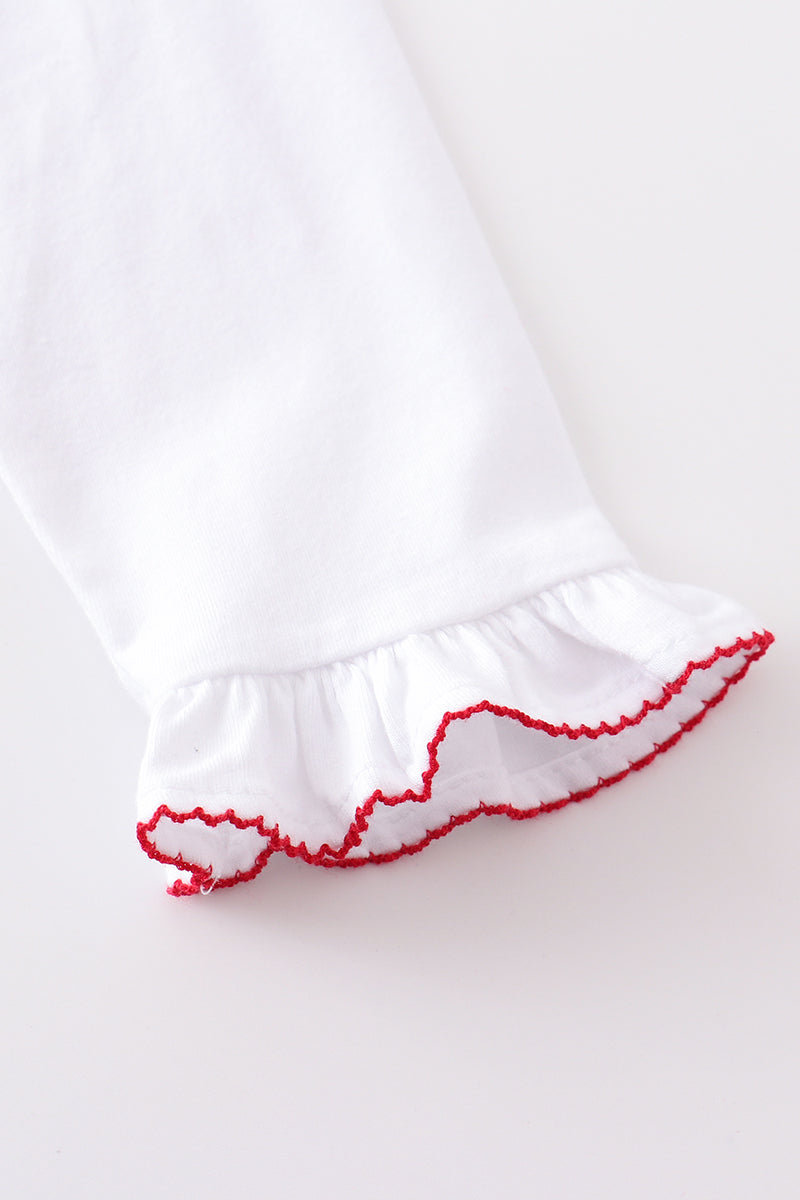 White with Red trim ruffle PJ’s