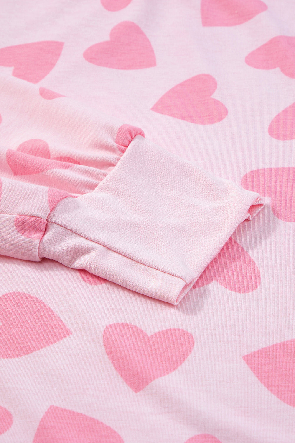 Pink Heart Shape Print Long Sleeve Top Shorts Lounge Set