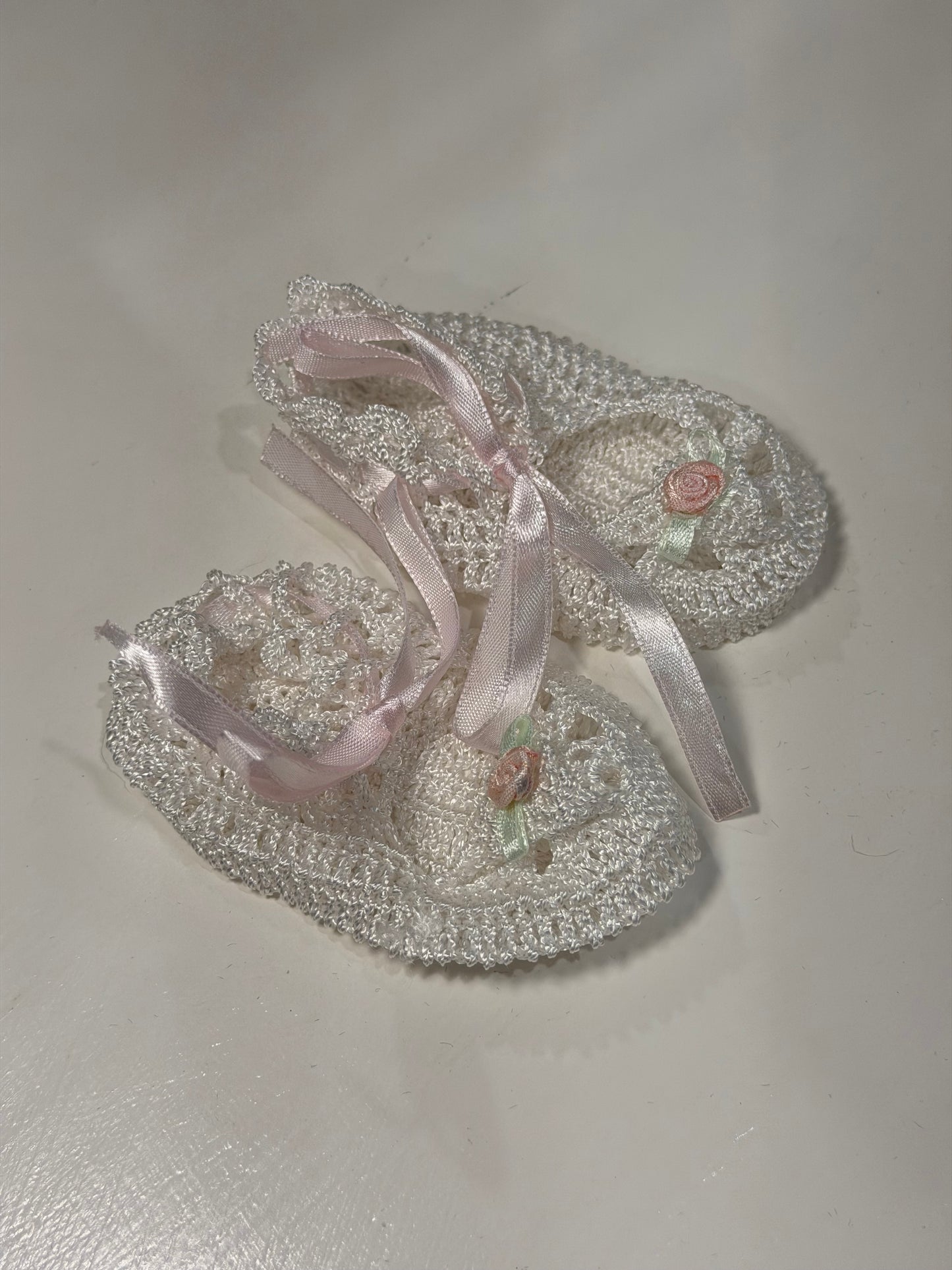 Rosebud Heirloom Knit Baby Shoes