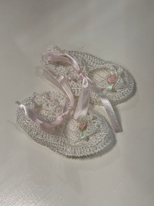Rosebud Heirloom Knit Baby Shoes