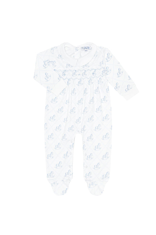 Blue Rocking Horse Smocked Footie